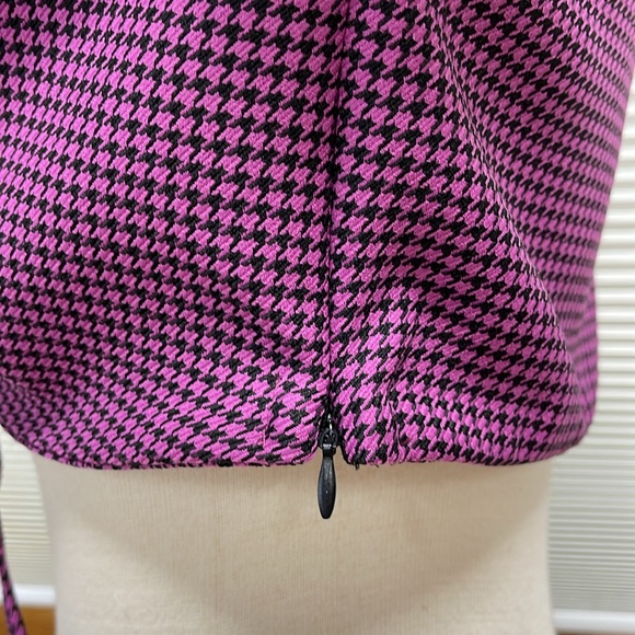 M // Zara Purple Black Houndstooth Long Sleeve Tie Hem Collared Wrap Crop Top - Picture 9 of 11